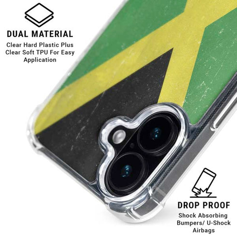 Jamaica Flag Distressed iPhone 16 Plus Clear Case